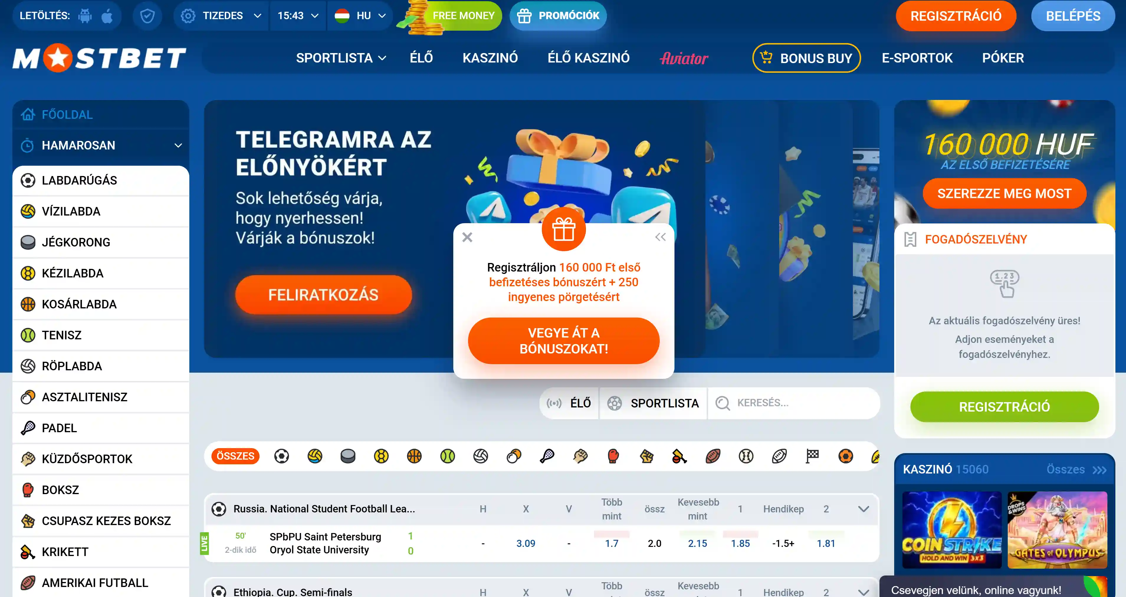 Mostbet magyar főoldal – kaszinó és sportfogadás
